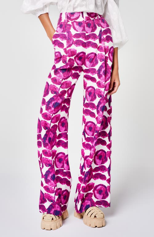 Floral Pleated Pants in Begonia Floral