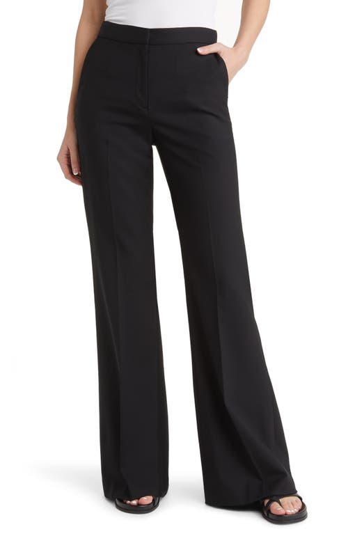 ARGENT Stretch Wool Flare Trousers in Black