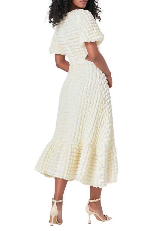 Shop Endless Rose Textured Cutout Midi Dress In Ivory