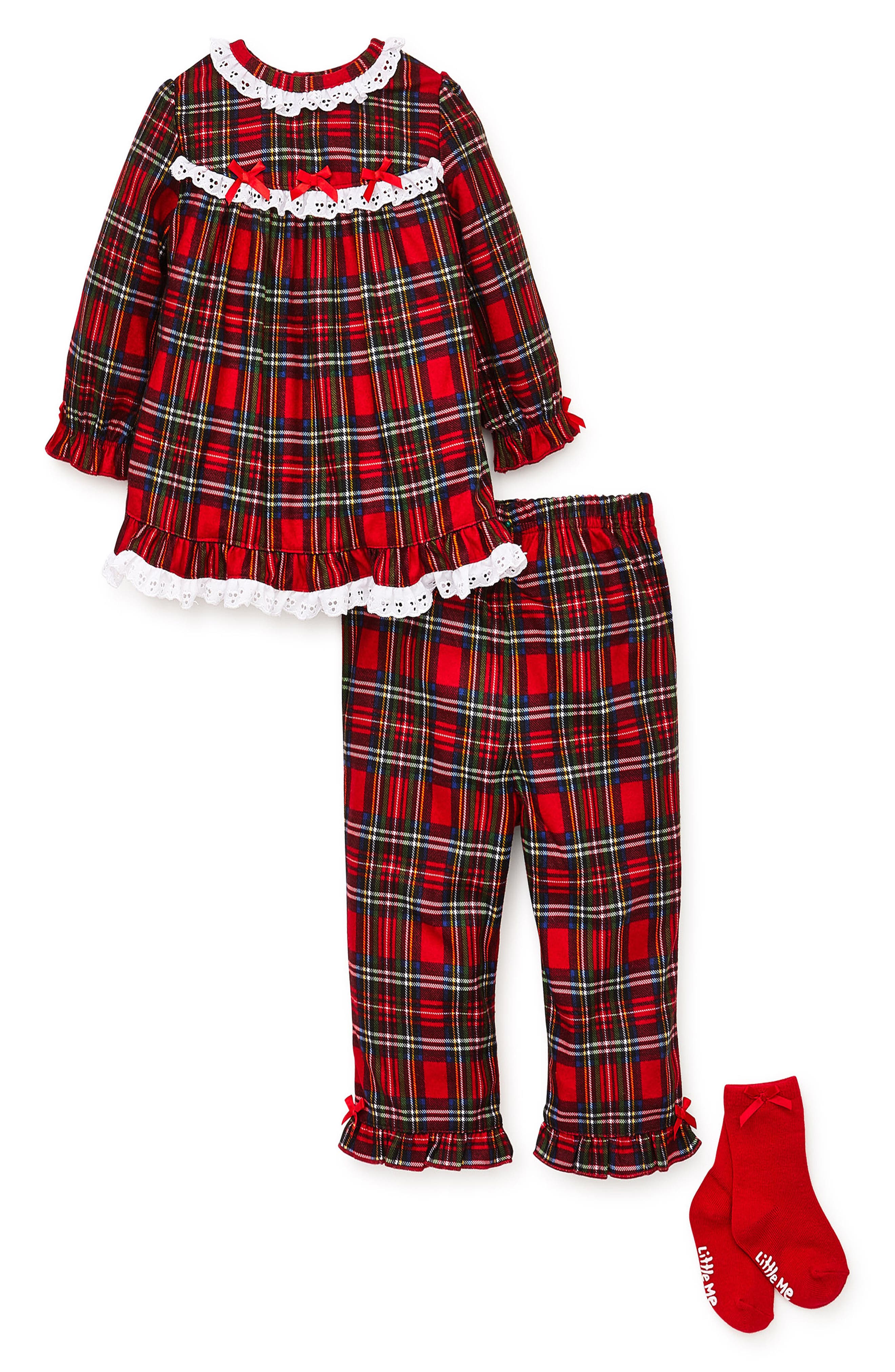 red plaid baby pajamas