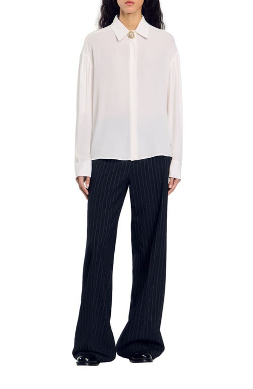 Sandro Floaty Silk Shirt In White