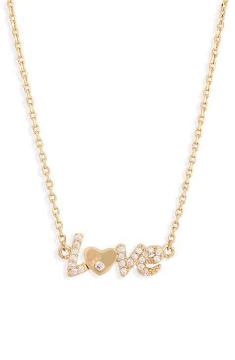 CZ Pavé Love Station Necklace