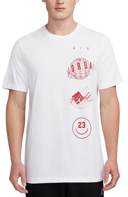 Stacked Logo Graphic T-Shirt in White/Gym Red
