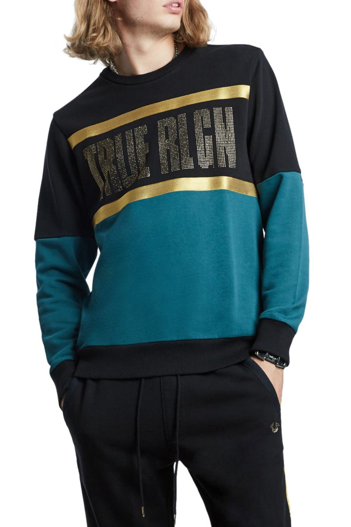 true religion blue sweater