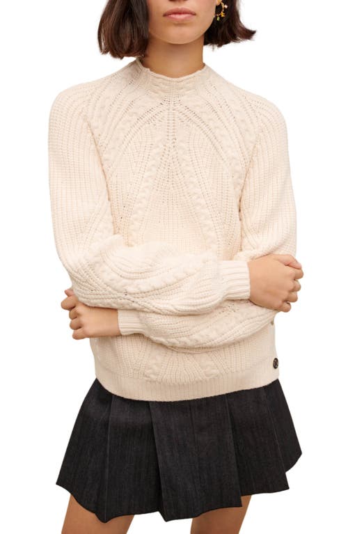 maje Martina Button Detail Mock Neck Sweater in Natural