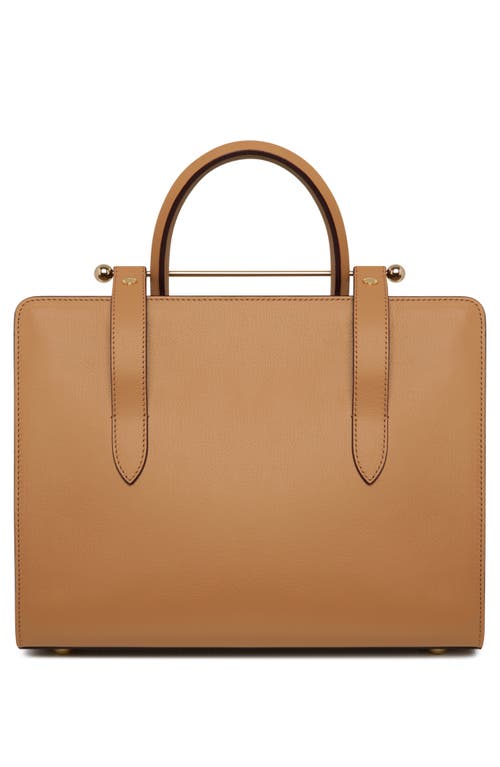 Shop Strathberry Midi Leather Tote In Caramel