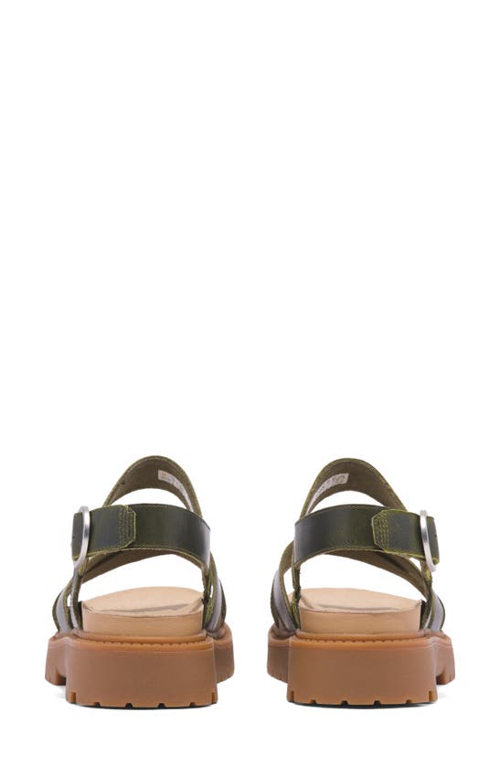 Shop Timberland Clairemont Way Cross Strap Sandal In Dark Green Full Grain