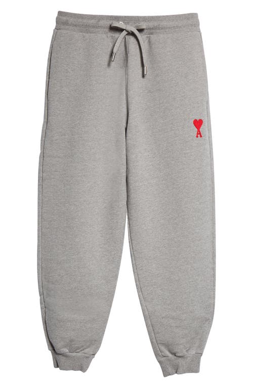 Shop Ami Alexandre Mattiussi Ami Paris Adc Ami De Coeur Organic Cotton Sweatpants In Heather Grey/red