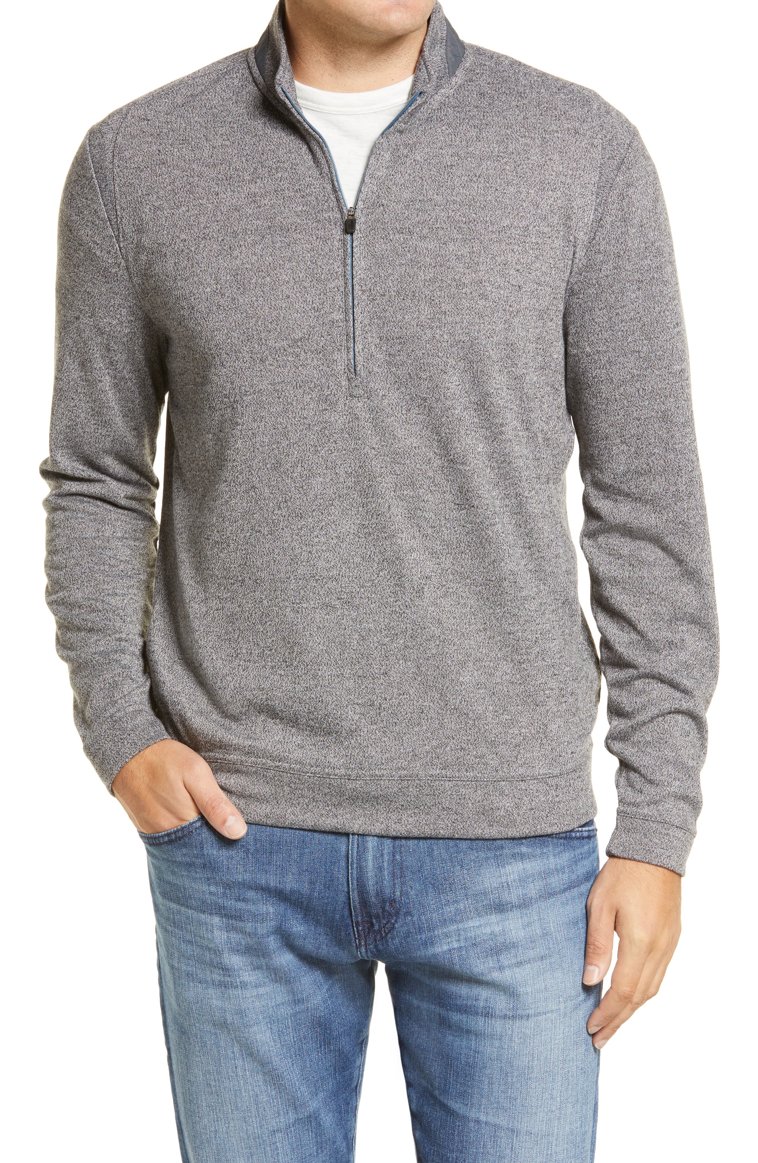 mens grey quarter zip sweater