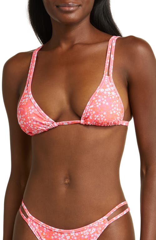 Strappy Bralette Bikini Top in Coral Crush