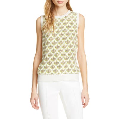 Tory Burch Mix Media Silk & Merino Wool Tank, Ivory
