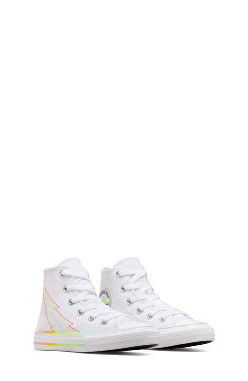 Shop Converse Kids' Pride Chuck Taylor® All Star® High Top Sneaker In White/white/chaos Fuschia