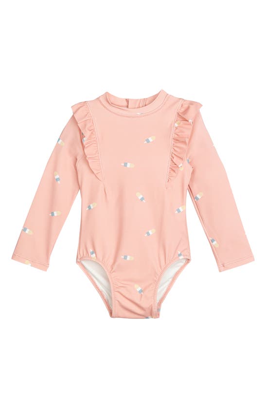 Miles The Label Babies' Popsicles On Pink Long Sleeve One-piece Rashguard Swimsuit