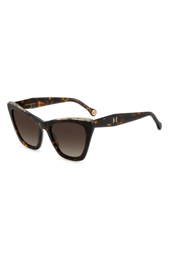 Shop Carolina Herrera 55mm Cat Eye Sunglasses In Tortoise/ Brown