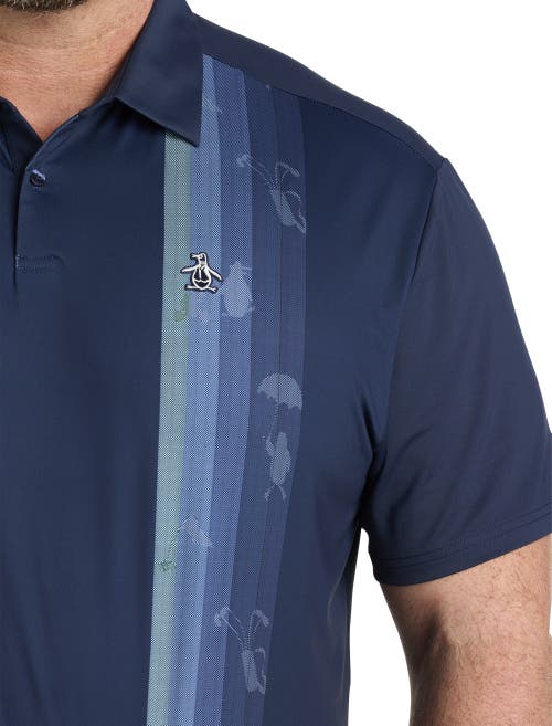 Original Penguin Striped Polo Shirt In Black Iris