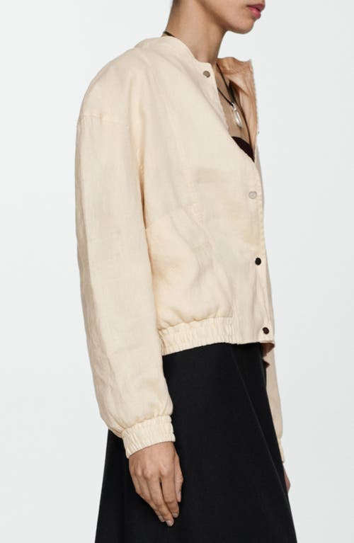 Mango Women's Buttons Linen-blend Jacket In Ecru