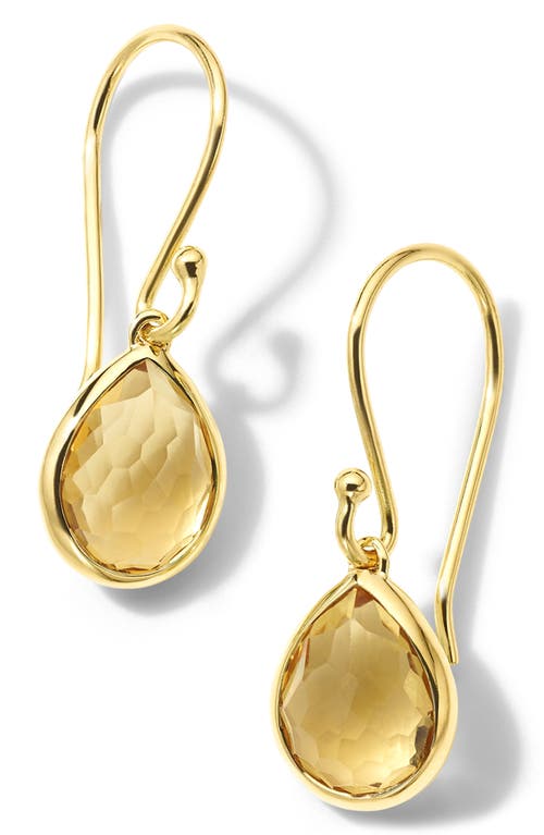 Shop Ippolita Rock Candy Teeny Teardrop Earrings In Gold/orange Citrine