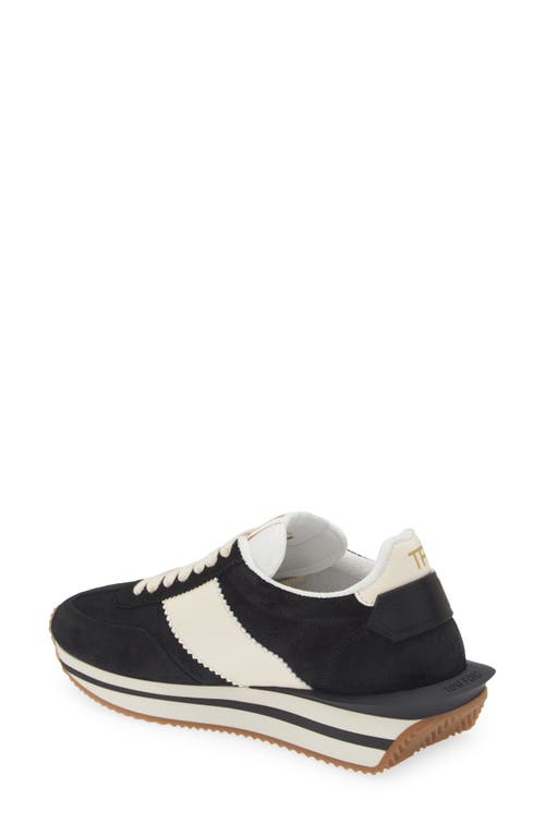 Shop Tom Ford James Mixed Media Low Top Sneaker In Black/cream