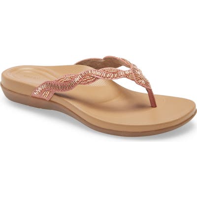 Aetrex Brandy Beaded Flip Flop, Pink