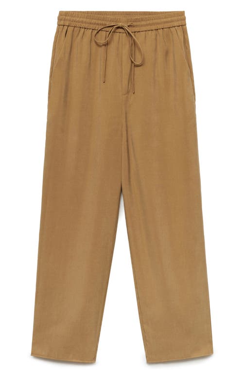 Shop Mango Drawstring Ankle Straight Leg Pants In Medium Brown