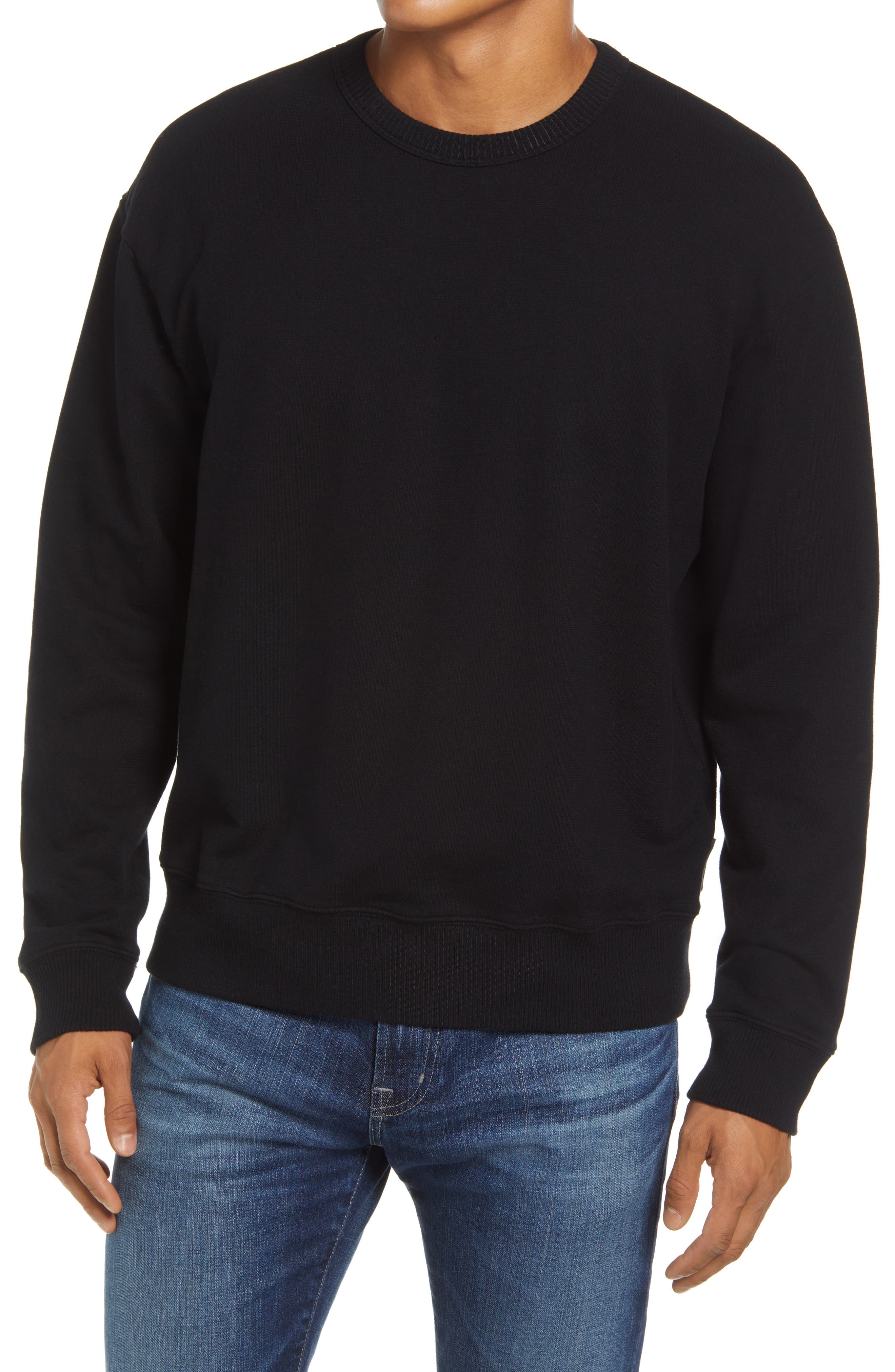 men's black crew neck sweatshirt