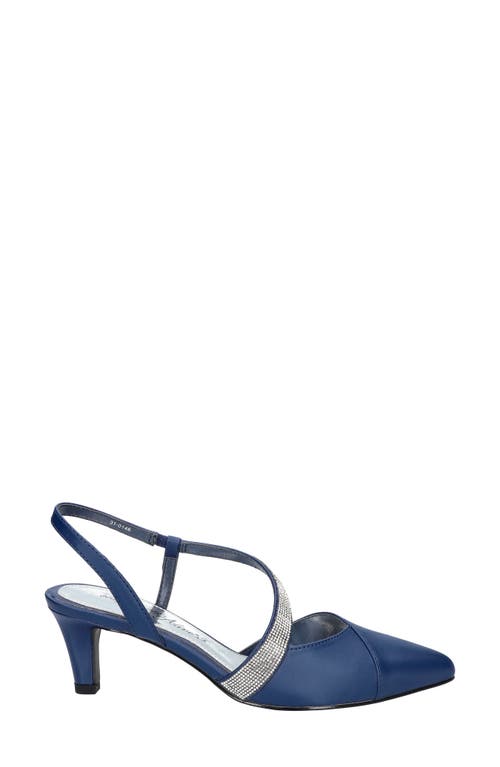 Shop Easy Street Emerald Slingback Pointed Toe Pump In Navy Satin