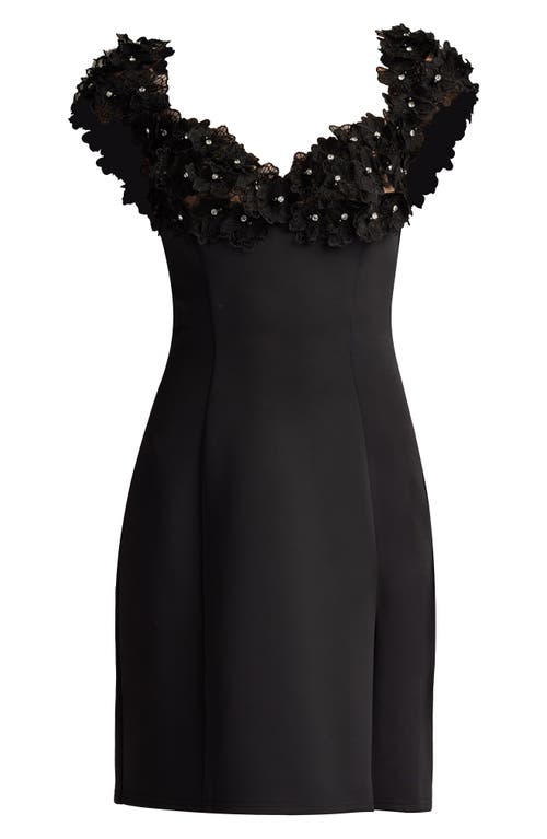 Shop Sho By Tadashi Shoji Floral Appliqué Sheath Cocktail Dress In Black