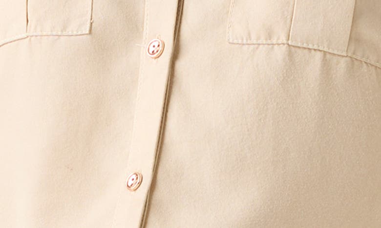 Shop Nic + Zoe Nic+zoe Drapey Utility Button-up Shirt In Sandshell