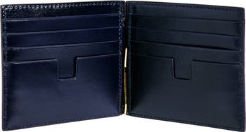 T-Line Croc Embossed Leather Money Clip Wallet