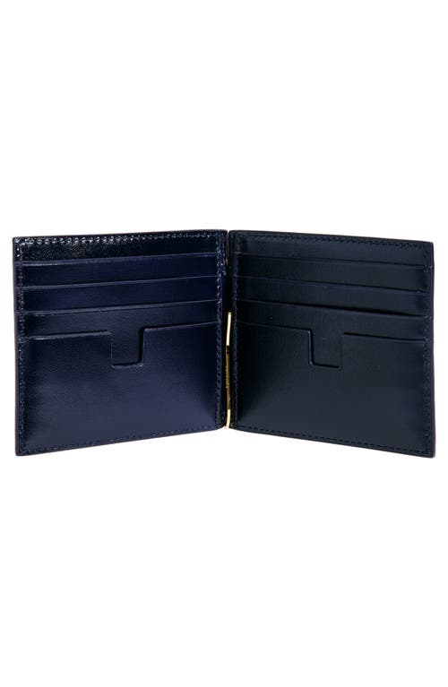 Shop Tom Ford T-line Croc Embossed Leather Money Clip Wallet In Royal Blue