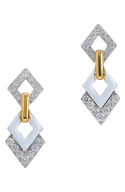 Motif Diamond Drop Earrings in Yellow Gold