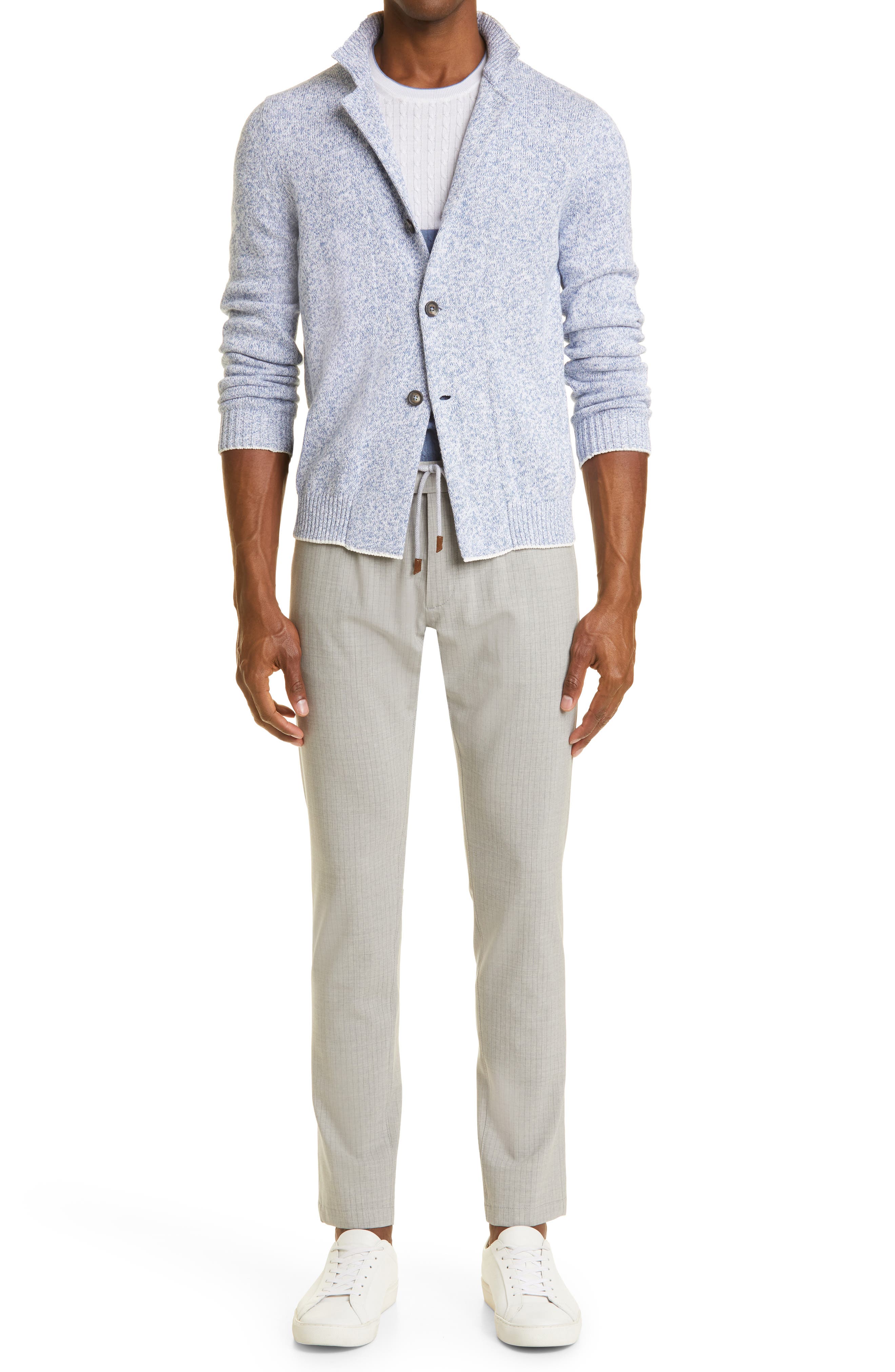 Eleventy Drawstring Stripe Wool Pants 