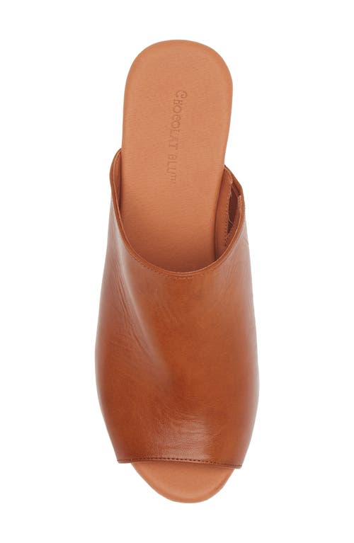 Chocolat Blu Platform Slide Sandal In Brown Leather