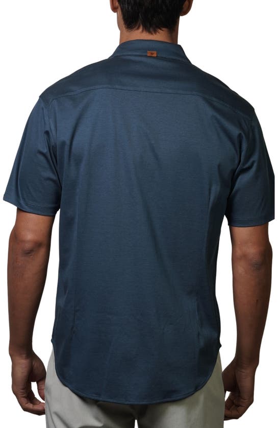 Shop Fundamental Coast Big Wave Short Sleeve Button-up Shirt In Maui Blue