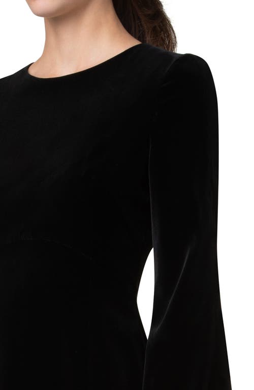 Akris Punto Long Sleeve Soft Techno Velvet Midi Dress In Black