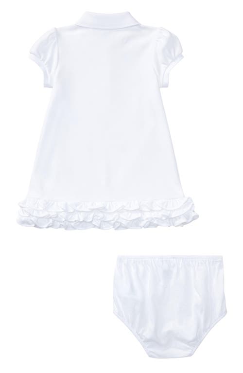 Polo Ralph Lauren Logo-embroidered Ruffled Cotton Dress And Bloomers 3-24 Months In White