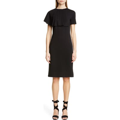 Fuzzi Ruffle Bodice Sheath Dress, Black