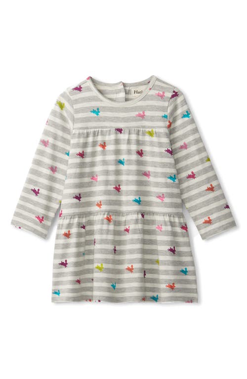 Hatley Bunny Hop Long Sleeve Tiered Knit Dress Grey at Nordstrom,