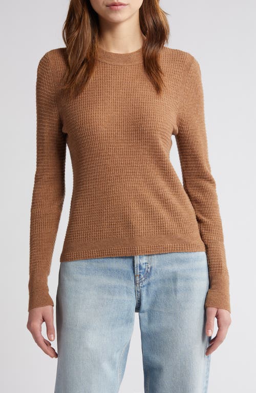 Re/Done Slim Fit Wool & Cashmere Waffle Knit Sweater Chestnut at Nordstrom,