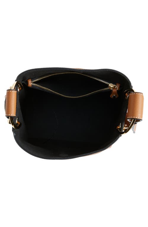 Shop Strathberry Midi Lana Leather Bucket Bag In Tan/vanilla