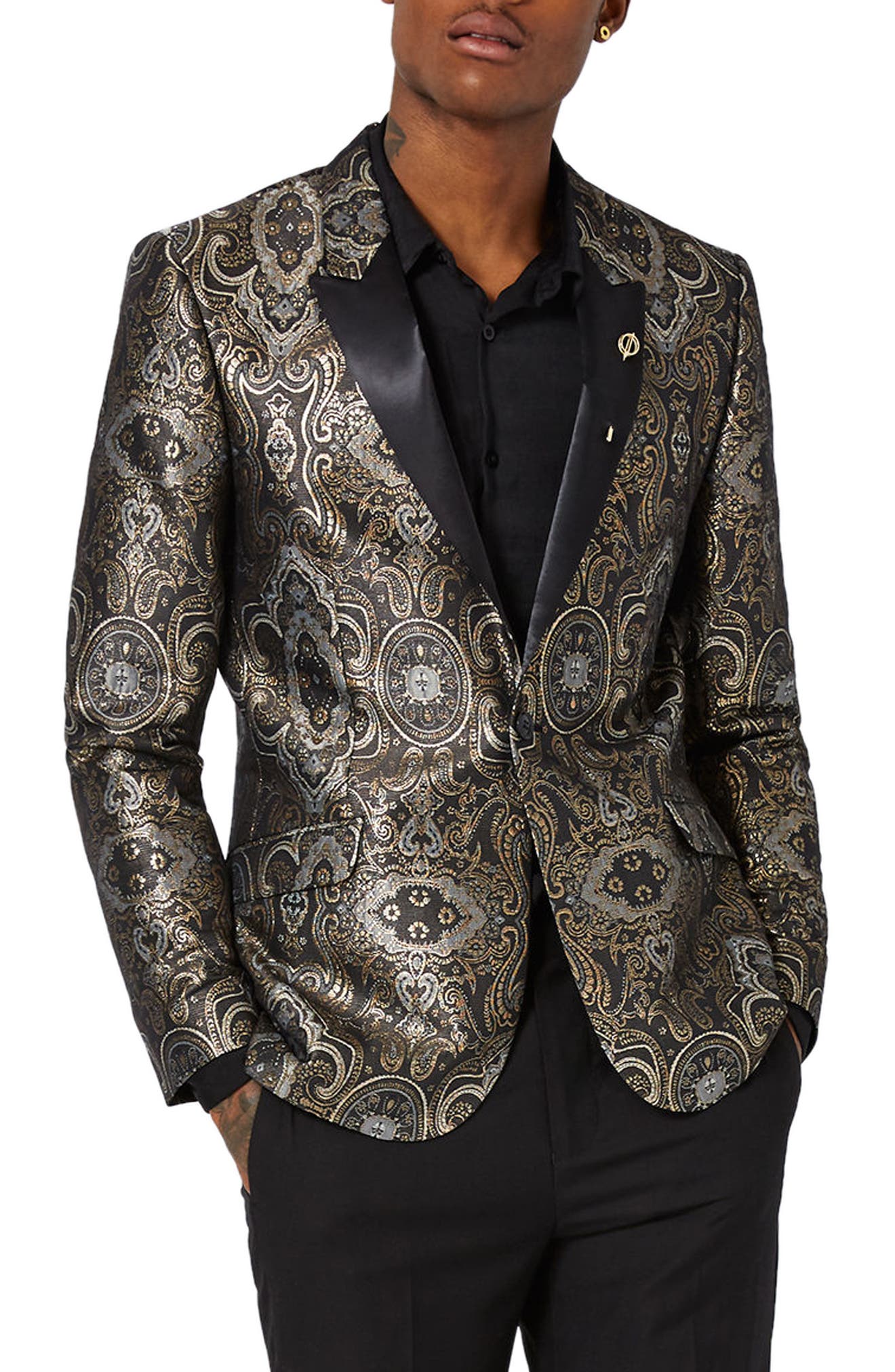 Topman Skinny Fit Paisley Tuxedo Jacket Nordstrom
