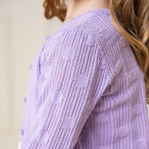 Shop Hope & Henry Girls' Organic Scallop Edge Cardigan, Kids In Lavender Mesh Dot