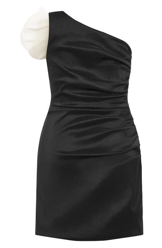 Shop City Chic Keira Asymmetric Minidress In Black/ Ivory