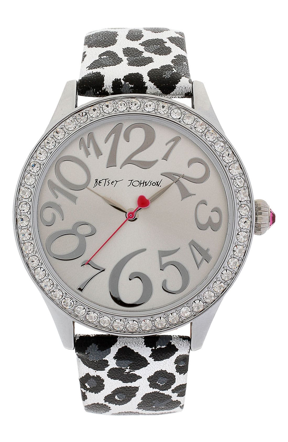 Betsey Johnson Print Leather Strap Watch, 42mm Nordstrom