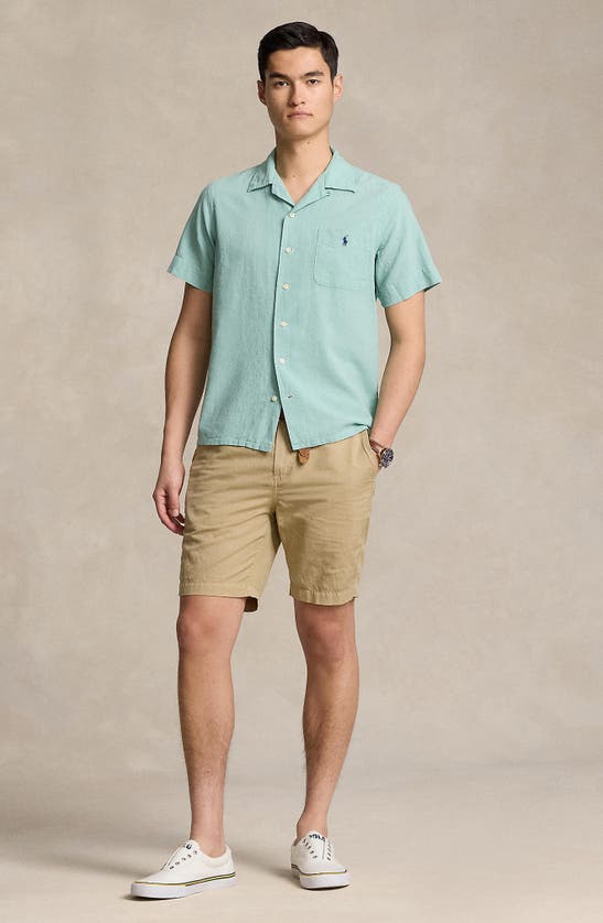 Shop Polo Ralph Lauren Linen & Cotton Camp Shirt In Celadon