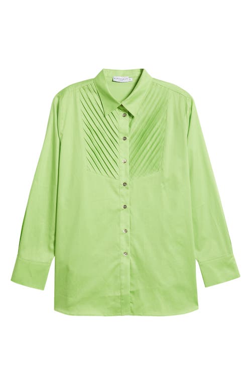 Shop Harshman Kaliyah Pleated Button-up Shirt In Green