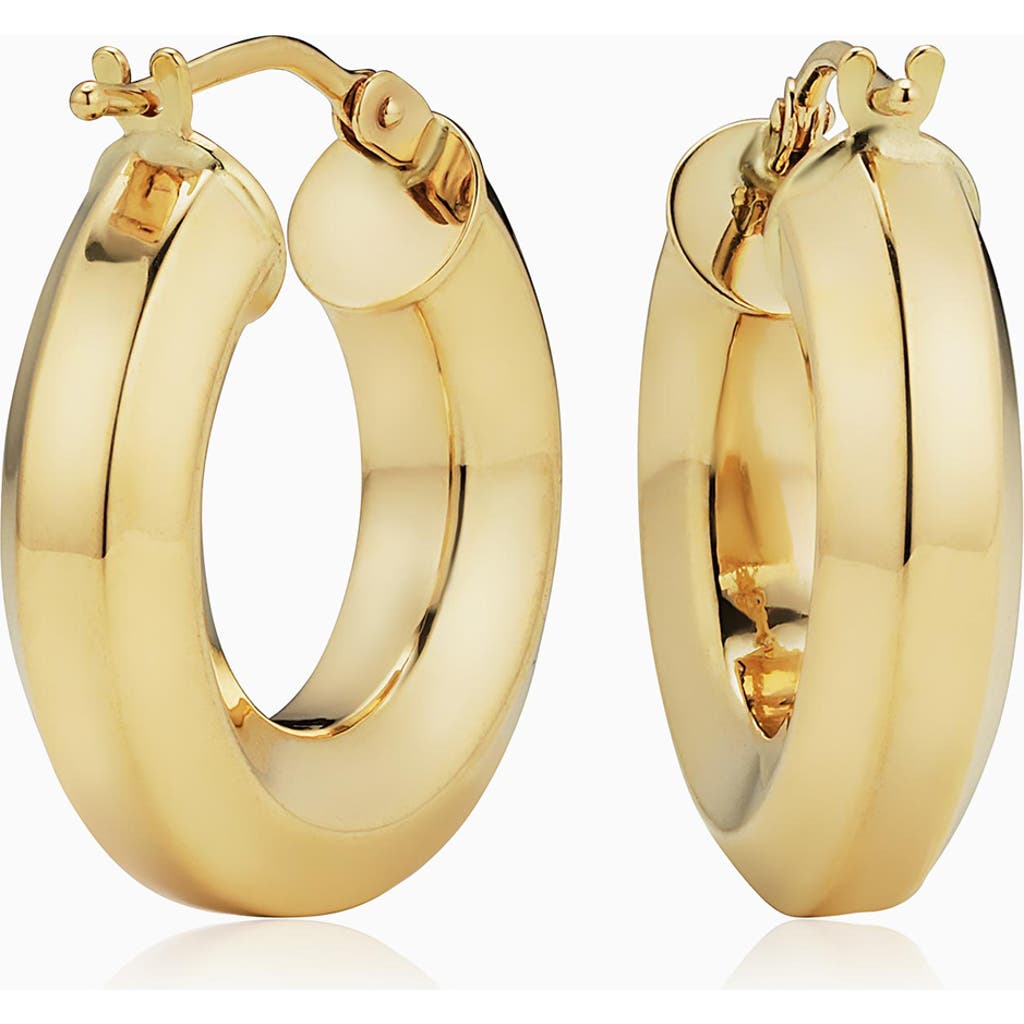 Oradina 14k Gold Clean Cut Hoops Earrings In Yellow Gold - 16mm
