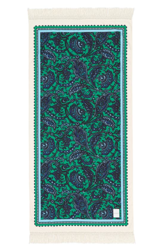 Zimmermann Paisley Print Textured Cotton Towel In Multi Green Paisley