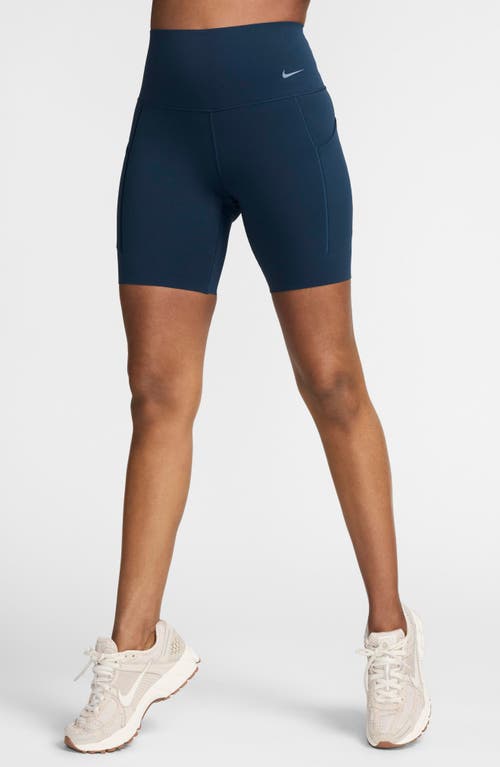 Shop Nike Dri-fit High Waist Bike Shorts In Armory Navy/black