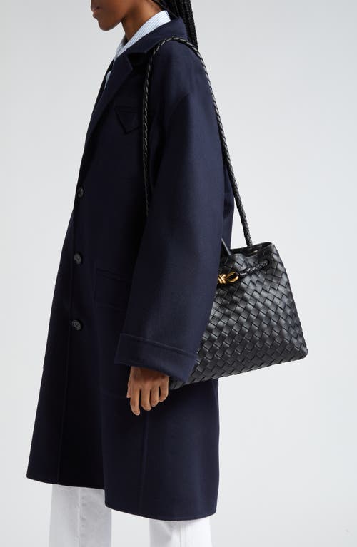 Bottega Veneta Andiamo Shoulder Bag In Black Brass/black